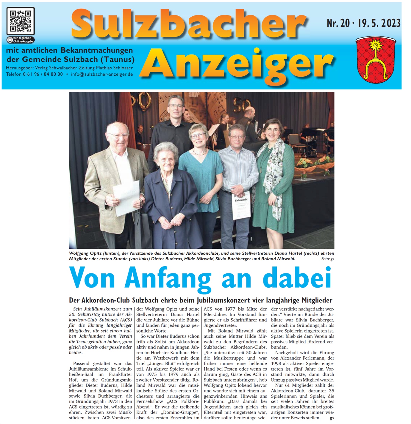 Sulzbacher Anzeiger vom 19. Mai 2023