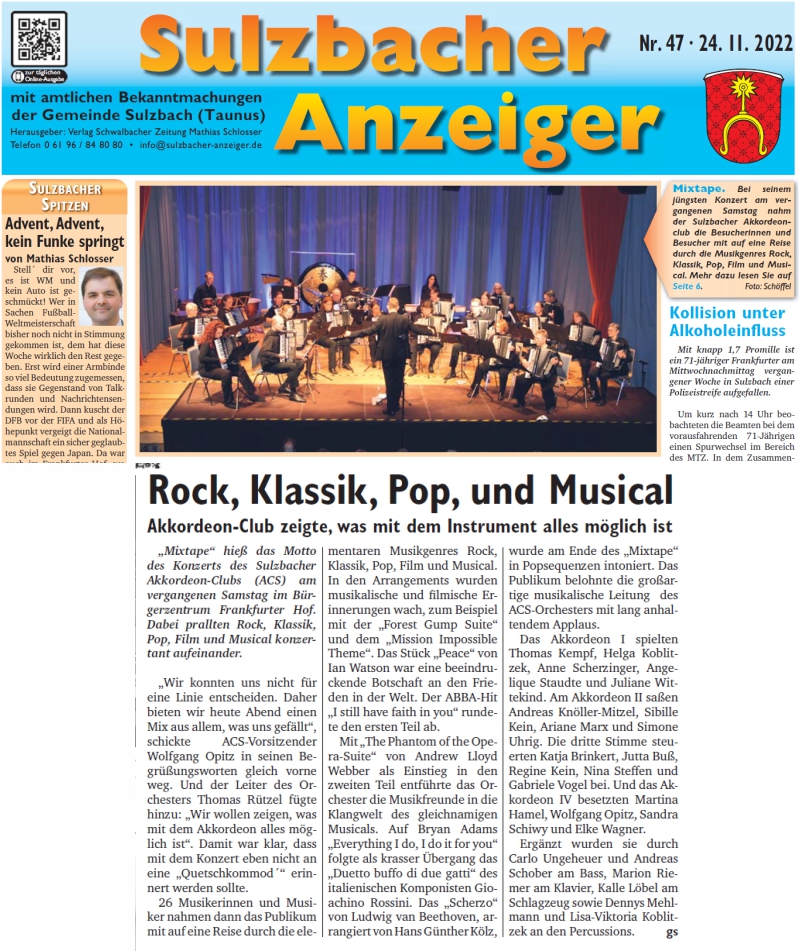 Sulzbacher Anzeiger vom 25. November 2022